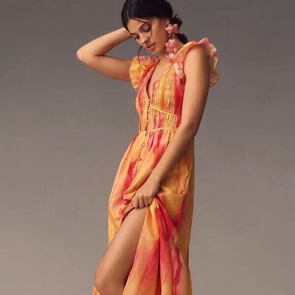 Anthropologie Dresses & Skirts - HP 🎈🎈NWT Anthropologie The Peregrine Midi Dress Sleeveless Sunset 1X